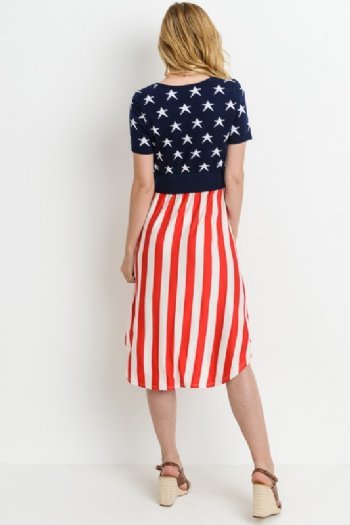 Women's American Flag Midi Dress<BR>Now in Stock