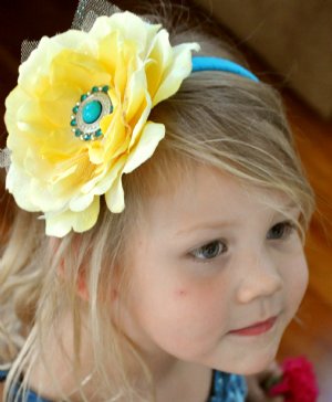 Flower Headband<br>Yellow & Turquoise 