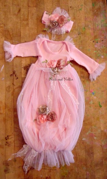 Adele Pink Baby Gown and Headband Preorder