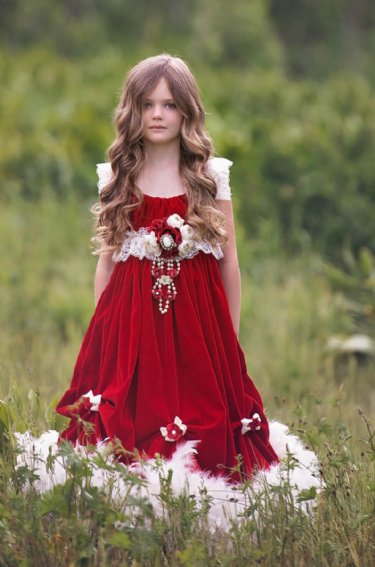 Couture Holiday Scarlet Velvet Feather Gown