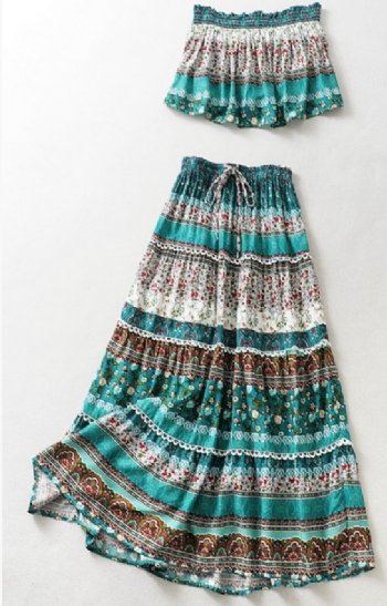 Boho in Teal Top and Skirt Set<BR>Now in Stock
