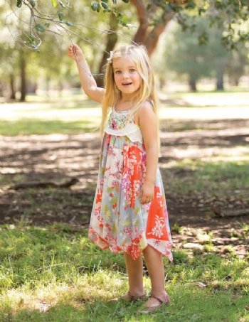 Girls Bamboo Flowers Dress<BR>2T ONLY