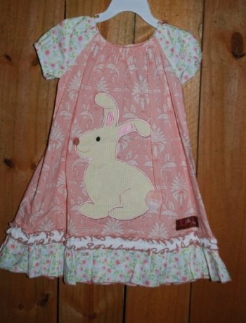 Bunny Applique Dress<BR>2T to 8 Years<BR>Now in Stock
