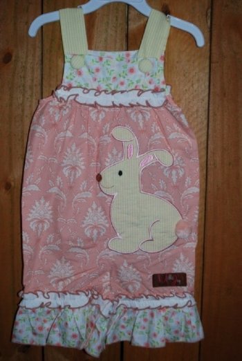 Bunny Applique Romper<BR>3 Months to 4T<BR>Now in Stock
