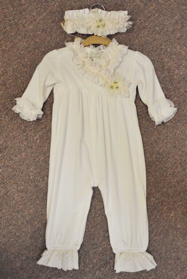 Elegant Baby Lacy Romper & Headband Set<BR>This Fabric is So Soft!!<br>Now in Stock