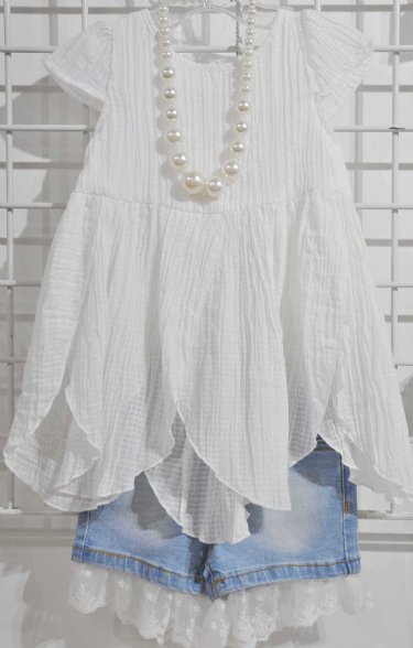 MLK White Petal Tunic<BR>5 to 14 Years<BR>Now in Stock