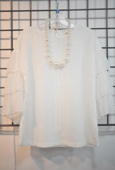 MLK Tiered Sleeve Lace Top<BR>5 to 14 Years<BR>Now in Stock