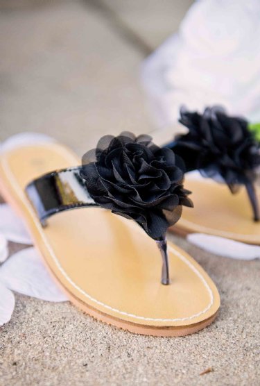 Girls Black Pretty Flower Sandal<BR>Now in Stock