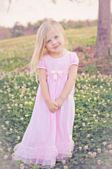 Girls Easter Pink Cap Sleeve Night Gown<BR>3T & 4 Years ONLY