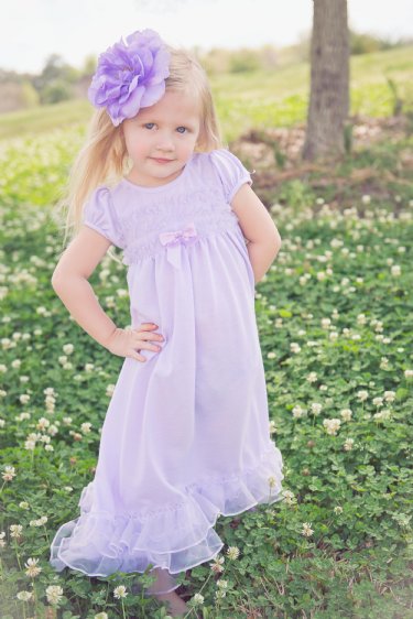 Girls Easter Lilac Cap Sleeve Night Gown<BR>3T to 5 Years<BR>Now in Stock