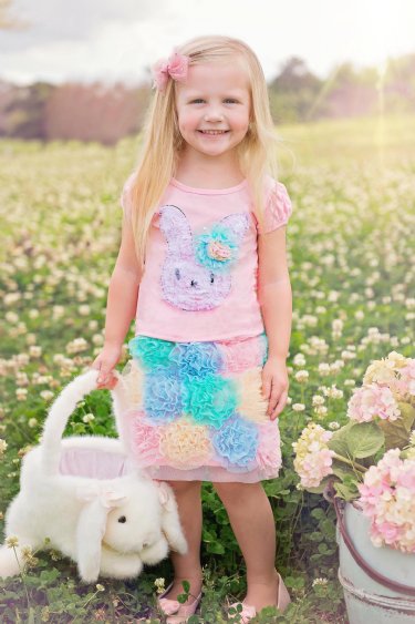 Pastel Puffy Bunny Tee & Skort<BR>2 & 10/12 Years ONLY