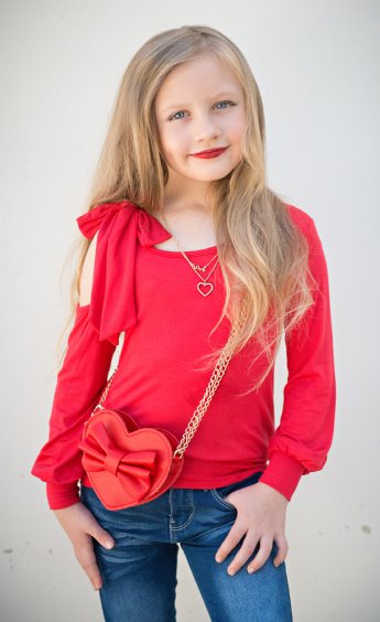 Tween Be Mine Cold Shoulder Bow Top<br>Now In Stock