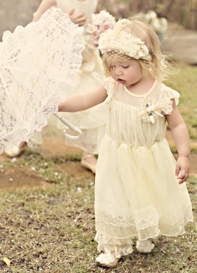 Sweet Cream Vintage Dress<br>Lace Leg Warmers & Shoes Also Available<br>Stunning Flower Girl Dress!