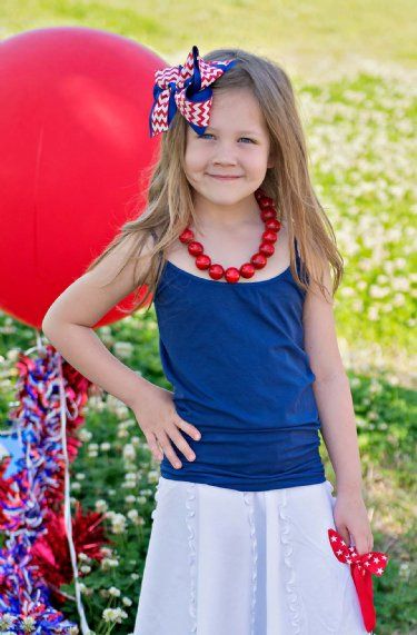 Chevron 4th of July Hair Bow<BR>Now in Stock