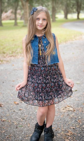 Tween Pleated Chiffon Dress & Vest Set<br>Now In Stock<br>7 to 16 Years
