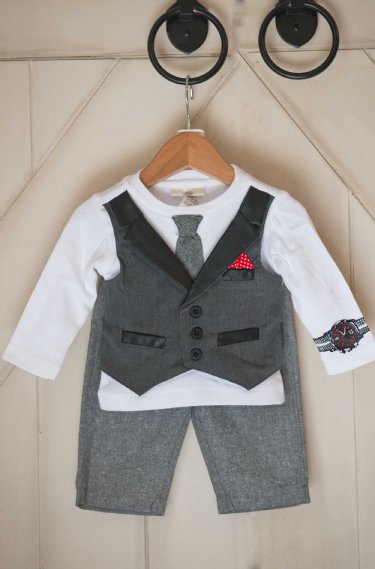 Little Gentlemen Wrist Watch Shirt & Dress Pant Set<BR>3 to 24 Months<BR>Now in Stock
