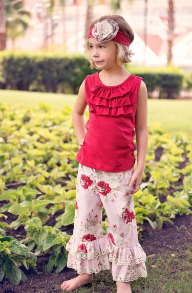 Vintage Valentine Rose Red Ruffle Top<br>18 Months to 10 Years<BR>Now in Stock