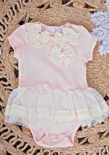 Shabby Chic Crochet Bow Onesie<br>Now In Stock