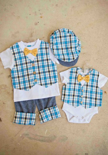 Boys Easter Plaid Onesie Vest<BR>Now in Stock