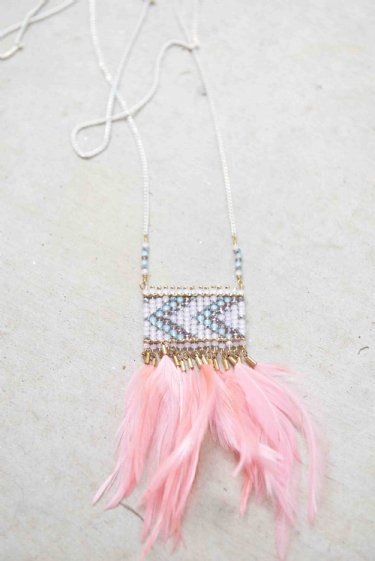 Feather Me Pink Necklace