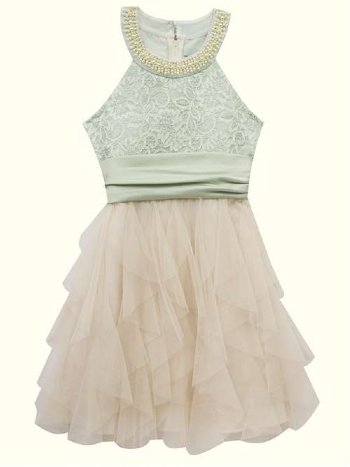 Tween Seafoam Lace w/ Ivory Cascade Dress<BR>Now in Stock