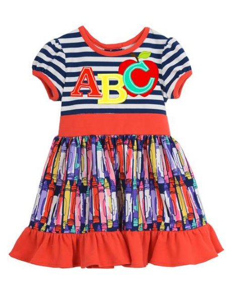 Girls Back to School Crayon Dress<BR>6 Years ONLY