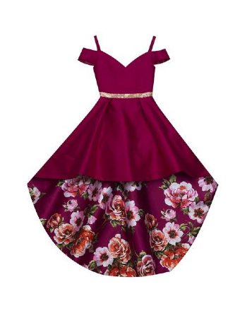 Tween Fall Floral Hi-Low Gown In Stock<BR> 16 Years ONLY