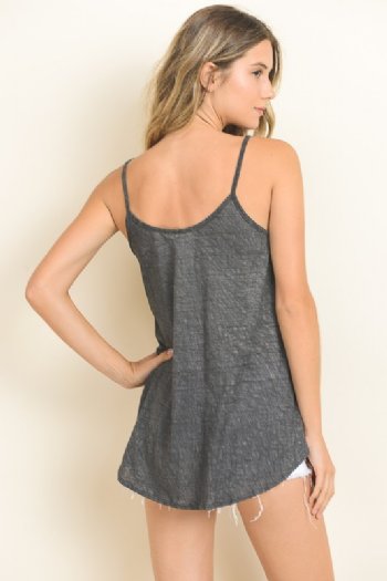 Women's Mineral Wash Front Tie Tank<BR>Now in Stock