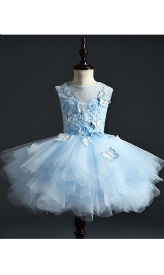 Girls Blue Butterfly Tutu Dress Preorder<br>12 Months to 14 Years