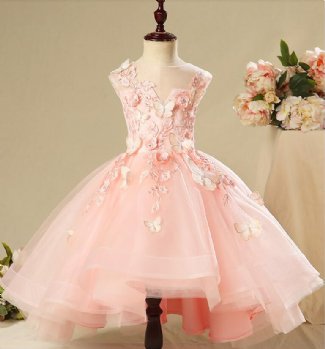 Girls Pink Butterfly Gown Preorder<br>12 Months to 14 Years