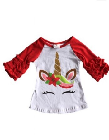 Girl's Holly Unicorn Raglan Top<BR>3 Years ONLY