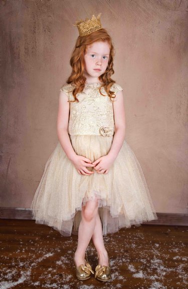 Royal Duchess Sparkle Holiday Gown Gold<br>24 Months to 4 Years ONLY