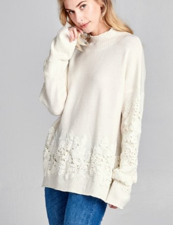 Women's Little Bit of Lace Sweater<BR>Now in Stock