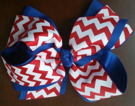 Chevron 4th of July Hair Bow Jumbo<BR>Now in Stock