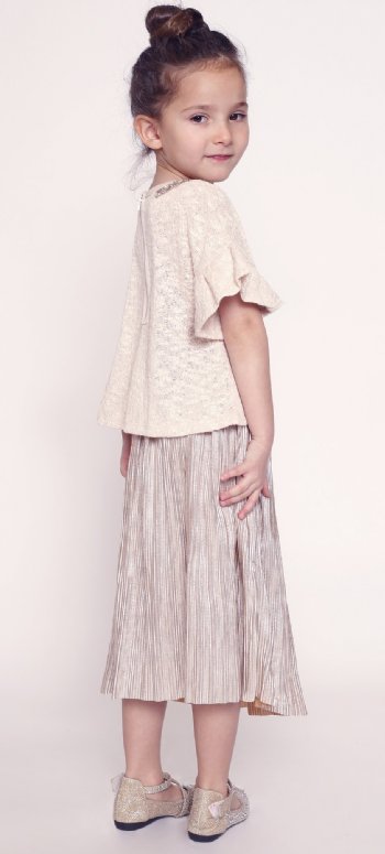 Bow Applique Top & Metallic Maxi Skirt<BR>Now in Stock