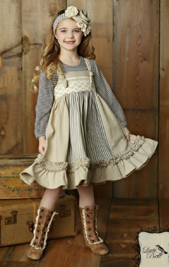 Little Prim 2018 Emmie Apron Dress<BR>2T to 12 Years<BR>Now in Stock