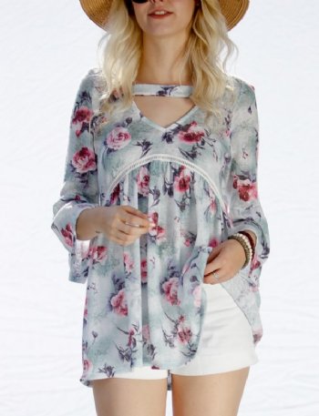 Women's Muted Floral Mint Top<BR>Now in Stock