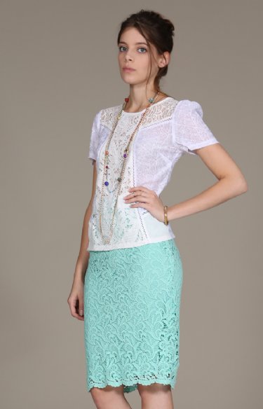Women's Mint Lace Skirt<BR>Now in Stock