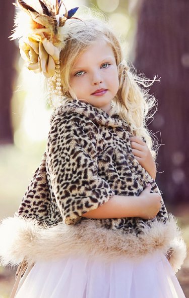 Couture Little Lady Leopard Feather Coat