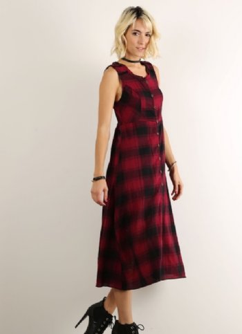 Women's Red Plaid Check it Out Dress<BR>Now in Stock