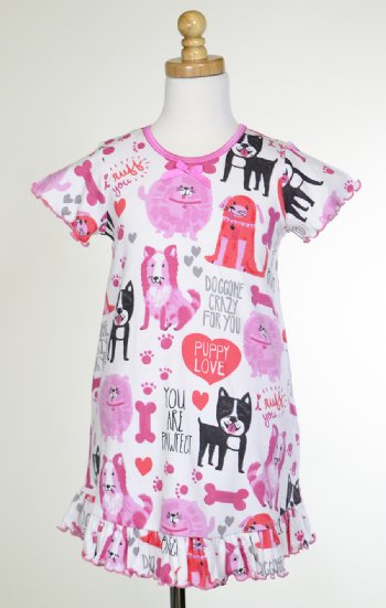 Girls Puppy Love Ruffle Nightgown<br>4 Years ONLY