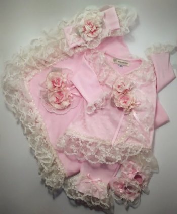 Pink Kimono 3 Piece Set Preorder<BR>Newborn to 6 Months