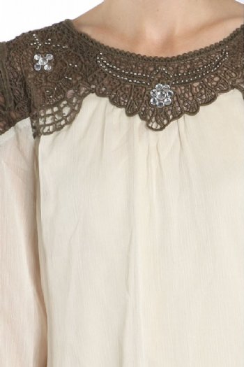 Women's Sequin Embellished Top w/ Crochet Detail<BR>Now in Stock