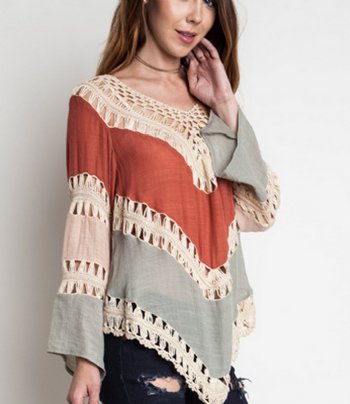 Womens Rust Crochet Top<BR>Now in Stock