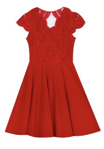 Tween Red Lace Sweetheart Scuba Dress <br>7 to 16 Years<br>Now in Stock