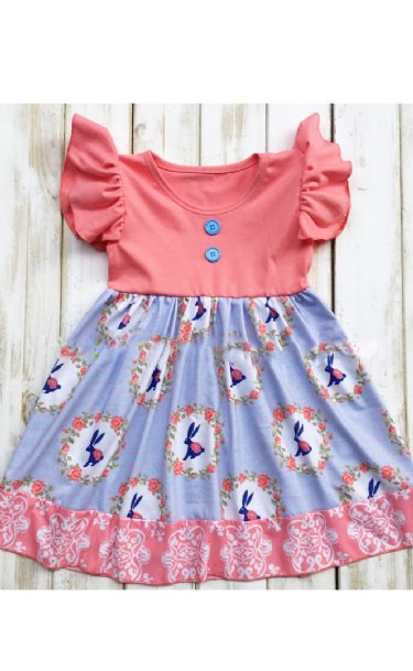 Rosy Bunny Button Dress<BR>Now in Stock