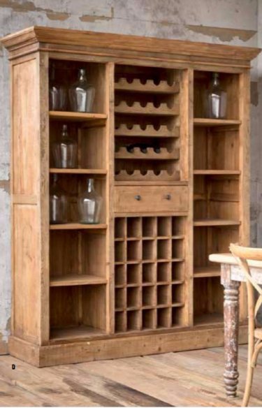 Farmhouse Reclaimed Wood Vintners Cabinet