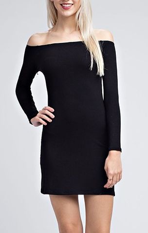Women's Off the Shoulder Long Sleeve Dress Black<BR>Now in Stock