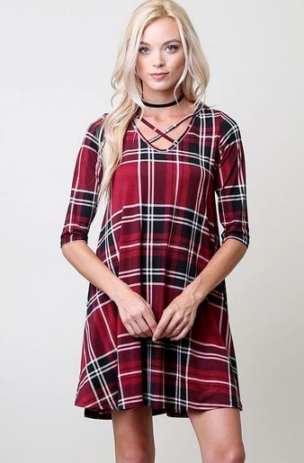 Women's Jolly Plaid Shift Dress<BR>Now in Stock