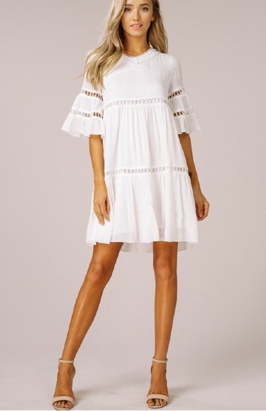 Women's White Baby Doll Frock<BR>Now in Stock